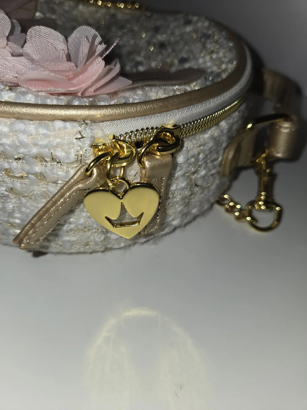 Disney Princess Cream Tweed Crossbody Bag with Pink Floral Appliqué
